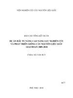 Dự án đầu tư nâng cao năng lực nghiên cứu và phát triển giống cây nguyên liệu giấy giai đoạn 2009-2010