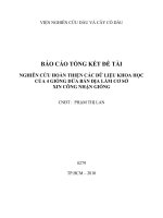 nghiên cứu hoàn thiện các dữ liệu khoa học của 4 giống dừa bản địa làm cơ sở xin công nhận giống