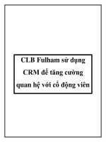 CLB Fulham sử dụng CRM để tăng cường quan hệ với cổ động viên pptx