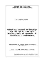 NGHIÊN CỨU XÁC ĐỊNH VÀ THỰC HIỆN MỤC TIÊU DẠY HỌC KIẾN THỨC   “NGUYÊN LÍ PA-XCAN” THEO YÊU CẦU ĐỔI MỚI- VẬT LÍ 10 NÂNG CAO