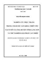 Nghiên cứu thực trạng trong chăm sóc sản khoa thiết yếu tại tuyến xã ở ba huyện tỉnh Lạng Sơn và thử nghiệm giải pháp can thiệp