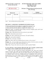 Đề thi năng khiếu môn tiếng anh huyện Sơn Dương