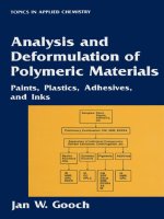 analysis and deformulation of polymeric materials paints, plastics, adhesives, and inks
