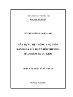 Luận án : 'Xây dựng hệ thống trợ giúp đánh giá rủi ro và bồi thường bảo hiểm xe cơ giới'