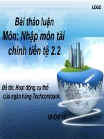 hoạt động cụ thể của ngân hàng techcombank