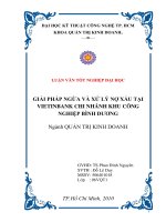 giải pháp ngăn ngừa và xử lý nợ xấu tại ngân hàng công thương chi nhánh khu công nghiệp bình dương