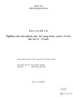 Nghiên cứu sản phẩm sữa bổ sung kẽm, canxi và lysine cho trẻ em 4 5 tuổi
