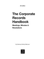 the corporate records handbook, meetings minutes and resolutions 4th (2007)