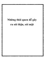 Những thói quen dễ gây ra sỏi thận, sỏi mật docx