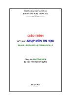 Giáo trình nhập môn tin học - Phần III Pascal