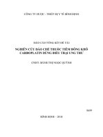 Nghiên cứu bào chế thuốc tiêm đông khô carboplatin dùng điều tri ung thư