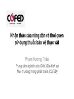 Nhận thức của nông dân và thói quen sử dụng thuốc bảo vệ thực vật pptx