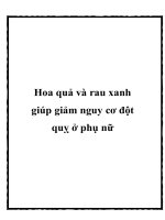 Hoa quả và rau xanh giúp giảm nguy cơ đột quỵ ở phụ nữ pptx