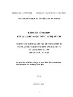 Nghiên cứu thiết kế, chế tạo hệ thống thiết bị sản xuất thử nghiệm các tinh dầu, dầu gia vị và gia vị bột cao cấp