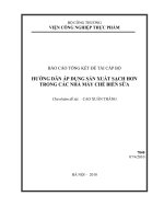 Hướng dẫn áp dụng sản xuất sạch hơn trong các nhà máy chế biến sữa