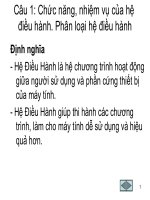 Giáo án - Bài giảng: 20 CÂU HỎI HỆ ĐIỀU HÀNH ĐƯỢC SOẠN SẴN