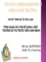 TTỔNG QUAN CÁC VẤN ĐỀ QUẢN LÍ MÔI TRƯỜNG ĐÔ THỊ TRƯỚC VIỄN CẢNH BĐ KH