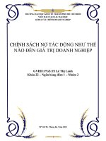 bài tập nhóm chính sách nợ tác động như thế nào đến giá trị doanh nghiệp