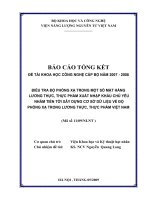 điều tra độ phóng xạ trong một số mặt hàng lương thực, thực phẩm xuất nhập khẩu chủ yếu nhằm tiến tới xây dựng cơ sở dữ liệu về độ phóng xạ trong lương thực, thực phẩm việt nam