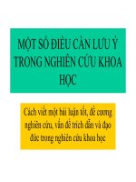 MỘT SỐ ĐIỀU CẦN LƯU Ý TRONG NGHIÊN CỨU KHOA HỌC doc