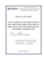 nâng cao hiệu quả hoạt động tín dụng phát triển nông nghiêp, nông thôn tại nh nông nghiệp và phát triển nông thôn việt nam - chi nhánh thanh bình - đồng tháp
