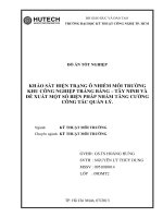đánh giá hiện trạng môi trường khu công nghiệp trảng bàng - tây ninh và đề xuất biện pháp nhằm tăng cường công tác quản lý