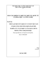 Phân lập một số vi khuẩn và nấm ở việt nam có khả năng sinh tổng hợp lipase mới, nghiên cứu tái tổ hợp và ứng dụng chúng trong công nghệ sinh học
