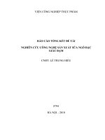 Nghiên cứu công nghệ sản xuất sữa ngô đặc giầu đạm