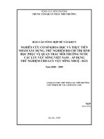 Nghiên cứu cơ sở khoa học và thực tiễn nhằm xây dựng, thử nghiệm bộ chỉ thị sinh học phục vụ quan trắc môi trường các lưu vực sông của việt nam   áp dụng thử nghiệm cho lưu vực sông nhuệ   đáy
