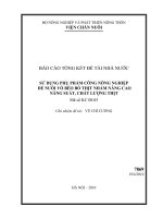 sử dụng phụ phẩm công nông nghiệp để nuôi vỗ béo bò thịt nhằm nâng cao năng suất, chất lượng thịt