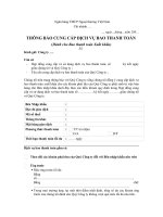 Mẫu THÔNG BÁO CUNG CẤP DỊCH VỤ BAO THANH TOÁN (Dành cho Bao thanh toán Xuất khẩu) ppt