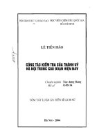 Công tác kiểm tra của thành uỷ Hà Nội trong giai đoạn hiện nay