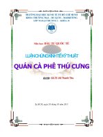 tiểu luận luận chứng kinh tế kỹ thuật - quán cà phê thú cưng