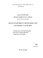 Đề tài : Một số vấn đề triết lý truyền thống việt nam-bài học và sự kế thừa