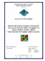 luận văn tốt nghiệp phân tích hoạt động tín dụng tại ngân hàng nông nghiệp và pháp triển nông thông chi nhánh tân hiệp - kiên giang