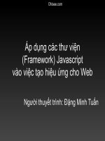 áp dụng các thư viện (framework) javascript vào việc tạo hiệu ứng cho web