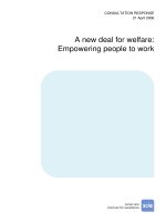 a new deal of welfare empowering people to work
