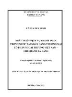phát triển dịch vụ thanh toán trong nước tại ngân hàng thương mại cổ phần ngoại thương việt nam - chi nhánh đà nẵng