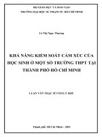khả năng kiểm soát cảm xúc của học sinh ở một số trường thpt tại thành phố hồ chí minh
