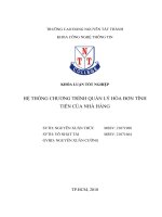 hệ thống chương trình quản lý hóa đơn tính tiền của nhà hàng