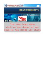 đề tài tìm hiểu hoạt động dịch vụ bảo dưỡng và sửa chữa xe máy honda lộc thịnh