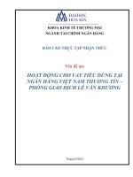 tên đề án hoạt động cho vay tiêu dùng tại ngân hàng việt nam thương tín – phòng giao dịch lê văn khương