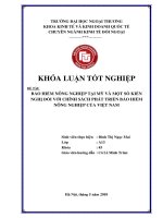 Bảo hiểm nông nghiệp tại Mỹ và một số kiến nghị đối với chính sách bảo hiểm nông nghiệp của Việt Nam