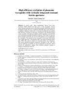 high efficiency excitation of plasmonic waveguides with vertically integrated resonant bowtie apertures
