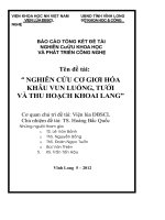 nghiên cứu cơ giới hoá khâu vun luống, tưới và thu hoạch khoai lang