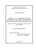 Luận án Tiến sĩ Kinh tế: Nghiên cứu các hình thức tổ chức lãnh thổ sản xuất chè ở vùng Đông Bắc Bắc bộ theo hướng phát triển bền vững