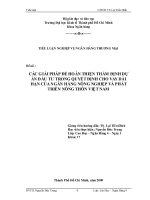 tiểu luận các giải pháp để hoàn thiện thẩm định dự án đầu tư trong quyết định cho vay dài hạn của ngân hàng nông nghiệp và phát triển nông thôn việt nam