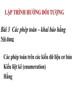 Bài 3: Các phép toán - Khai báo hằng
