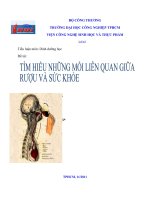 TÌM HIỂU NHỮNG MỐI QUAN HỆ GIỮA RƯỢU VÀ SỨC KHỎE.
