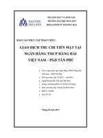 Báo cáo thực tập nhận thức  giao dịch thu chi tiền mặt tại ngân hàng thương mại cổ phần hàng hải việt nam  phòng giao dịch tân phú